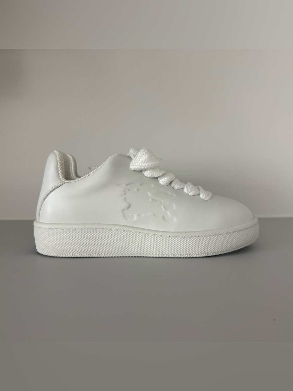 Burberry White Embossed Leather Platform Sneaker